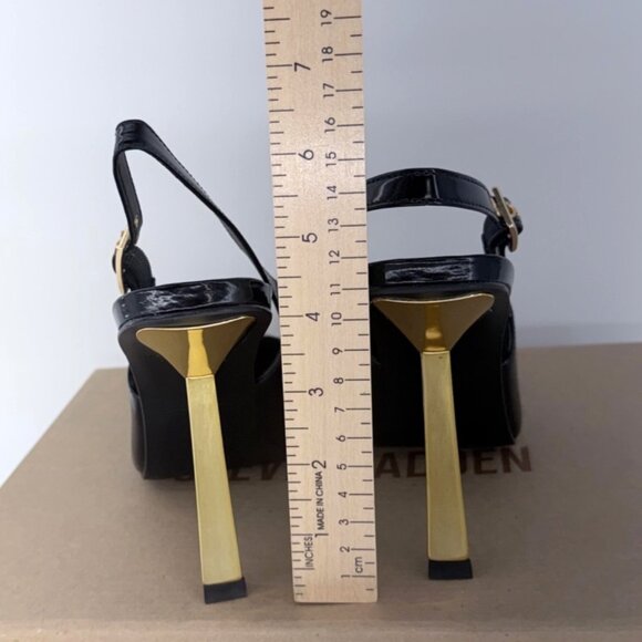 Steve Madden Divine Heels Black Gold Leather Pointy Toe Pumps Size 7 - Picture 3 of 8